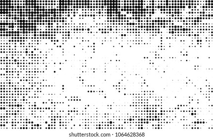 Halftone is black and white. A chaotic pattern of dots on a white background