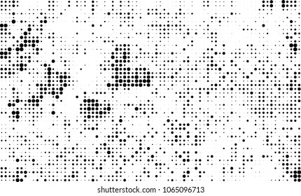 Halftone is black and white. A chaotic pattern of dots on a white background