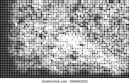 Halftone is black and white. A chaotic pattern of dots on a white background