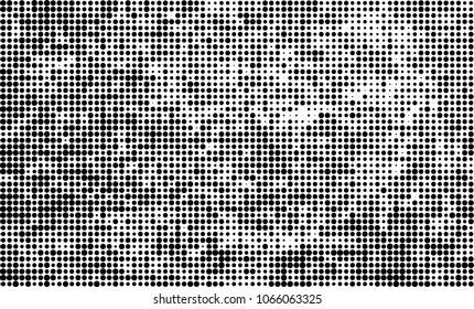 Halftone is black and white. A chaotic pattern of dots on a white background