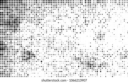 Halftone is black and white. A chaotic pattern of dots on a white background