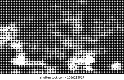 Halftone is black and white. A chaotic pattern of dots on a white background