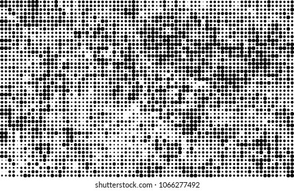Halftone is black and white. A chaotic pattern of dots on a white background