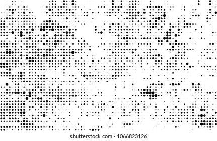 Halftone is black and white. A chaotic pattern of dots on a white background