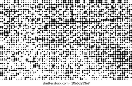 Halftone is black and white. A chaotic pattern of dots on a white background