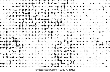 Halftone is black and white. A chaotic pattern of dots on a white background
