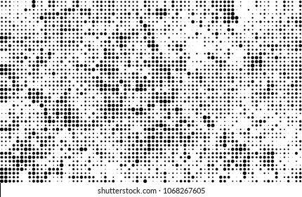 Halftone is black and white. A chaotic pattern of dots on a white background