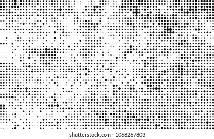 Halftone is black and white. A chaotic pattern of dots on a white background