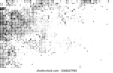 Halftone is black and white. A chaotic pattern of dots on a white background