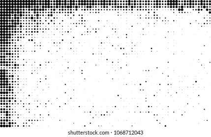 Halftone is black and white. A chaotic pattern of dots on a white background