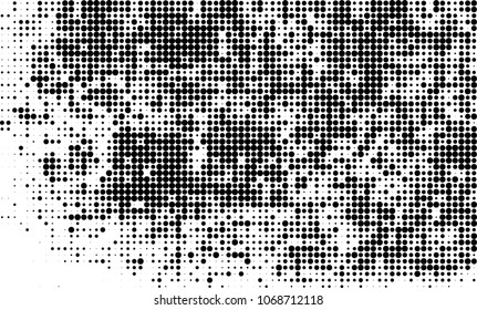 Halftone is black and white. A chaotic pattern of dots on a white background