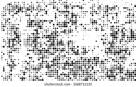 Halftone is black and white. A chaotic pattern of dots on a white background