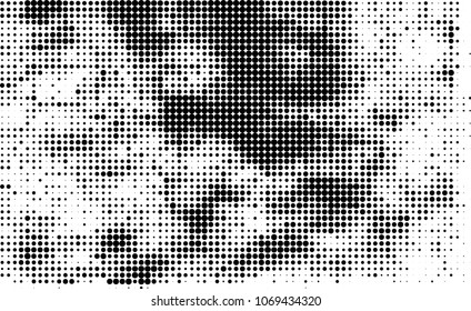 Halftone is black and white. A chaotic pattern of dots on a white background