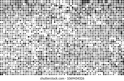 Halftone is black and white. A chaotic pattern of dots on a white background