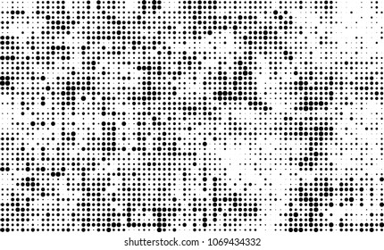 Halftone is black and white. A chaotic pattern of dots on a white background