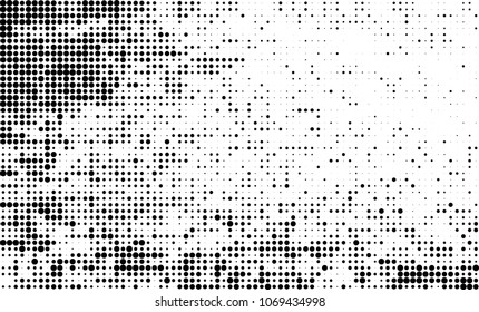 Halftone is black and white. A chaotic pattern of dots on a white background