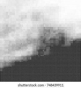 Halftone black, white, gray circles. Abstract ink spots vector pattern