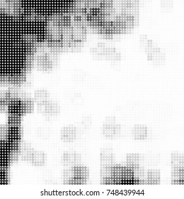 Halftone black, white, gray circles. Abstract ink spots vector pattern
