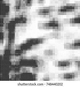 Halftone black, white, gray circles. Abstract ink spots vector pattern