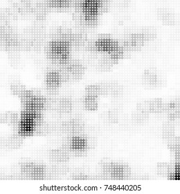 Halftone black, white, gray circles. Abstract ink spots vector pattern