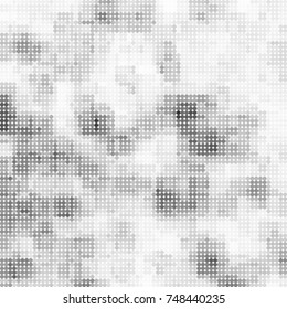 Halftone black, white, gray circles. Abstract ink spots vector pattern