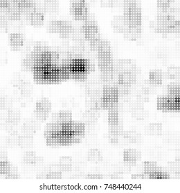 Halftone black, white, gray circles. Abstract ink spots vector pattern