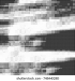 Halftone black, white, gray circles. Abstract ink spots vector pattern