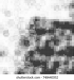 Halftone black, white, gray circles. Abstract ink spots vector pattern