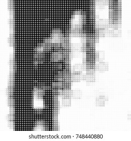 Halftone black, white, gray circles. Abstract ink spots vector pattern