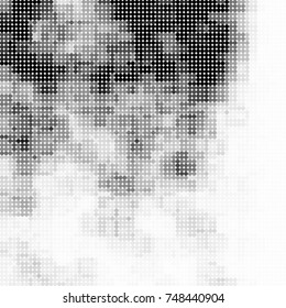 Halftone black, white, gray circles. Abstract ink spots vector pattern