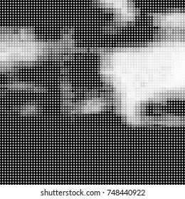 Halftone black, white, gray circles. Abstract ink spots vector pattern