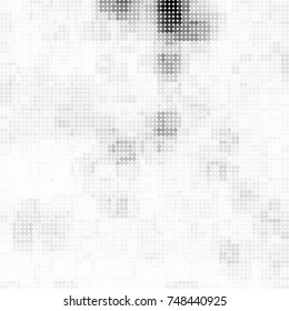 Halftone black, white, gray circles. Abstract ink spots vector pattern