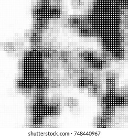 Halftone black, white, gray circles. Abstract ink spots vector pattern