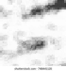 Halftone black, white, gray circles. Abstract ink spots vector pattern