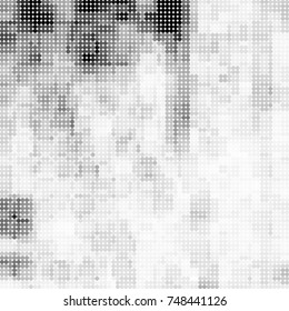 Halftone black, white, gray circles. Abstract ink spots vector pattern