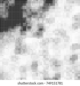 Halftone black, white, gray circles. Abstract ink spots vector pattern