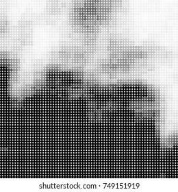 Halftone black, white, gray circles. Abstract ink spots vector pattern