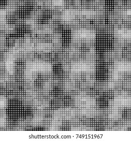 Halftone black, white, gray circles. Abstract ink spots vector pattern
