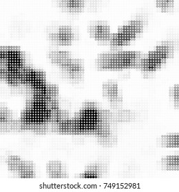 Halftone black, white, gray circles. Abstract ink spots vector pattern