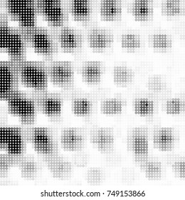 Halftone black, white, gray circles. Abstract ink spots vector pattern