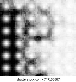 Halftone black, white, gray circles. Abstract ink spots vector pattern