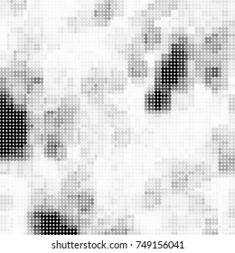 Halftone black, white, gray circles. Abstract ink spots vector pattern