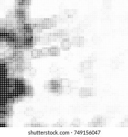 Halftone black, white, gray circles. Abstract ink spots vector pattern