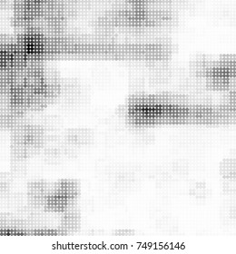 Halftone black, white, gray circles. Abstract ink spots vector pattern
