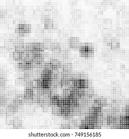 Halftone black, white, gray circles. Abstract ink spots vector pattern