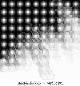 Halftone black, white, gray circles. Abstract ink spots vector pattern