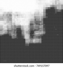 Halftone black, white, gray circles. Abstract ink spots vector pattern