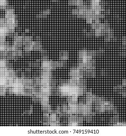 Halftone black, white, gray circles. Abstract ink spots vector pattern