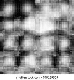 Halftone black, white, gray circles. Abstract ink spots vector pattern