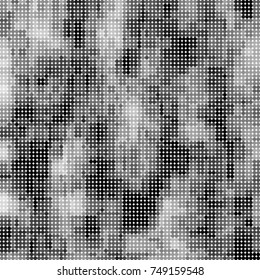 Halftone black, white, gray circles. Abstract ink spots vector pattern